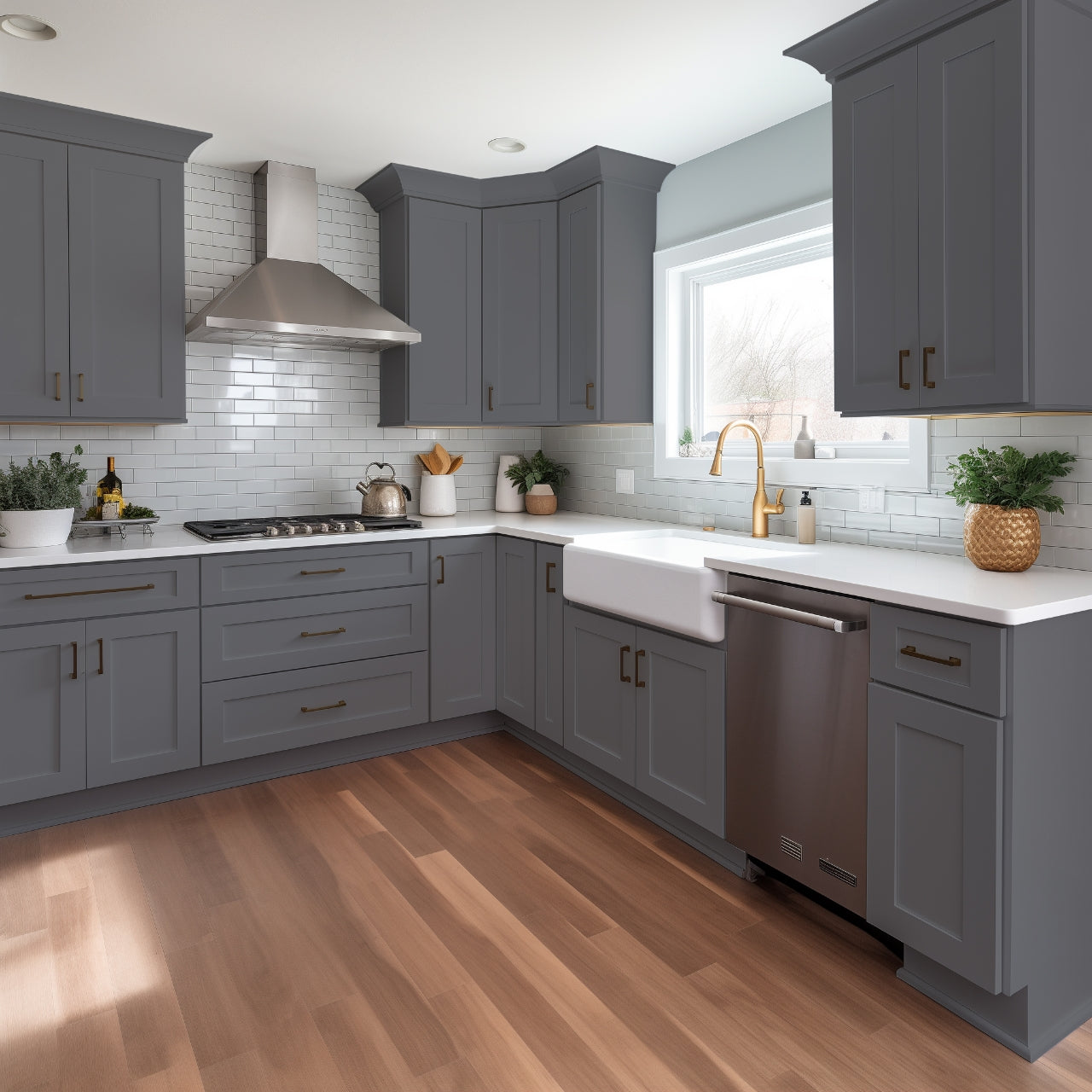 RTA Shaker Solid wood Pebble Gray Farm Sink Base Cabinet (2 Butt Door)