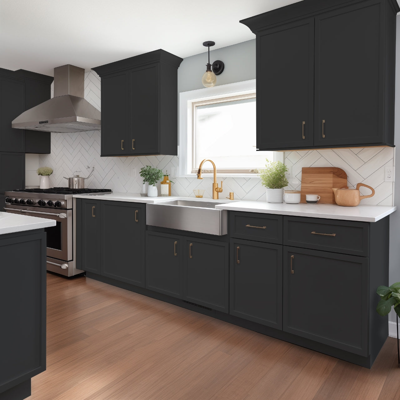 Newtown Solid wood Charcoal Black RTA Farm Sink Base Cabinet (2 Butt Door)