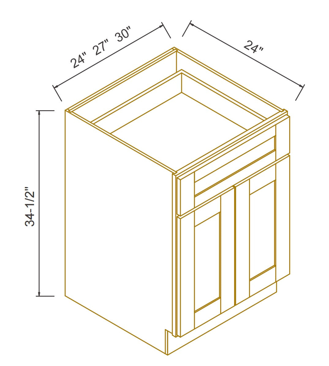 Newtown Origami Whiten RTA Base Cabinet for Kitchen, Bathroom & Laundry Room, 1 Drawer 1 Shelf