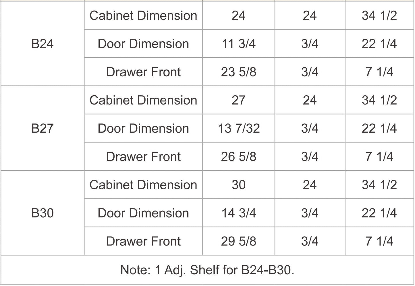 RTA Solid Wood Escada Kitchen/Living Room Base Cabinet with 1 Drawer 1 Shelf and 2 Doors