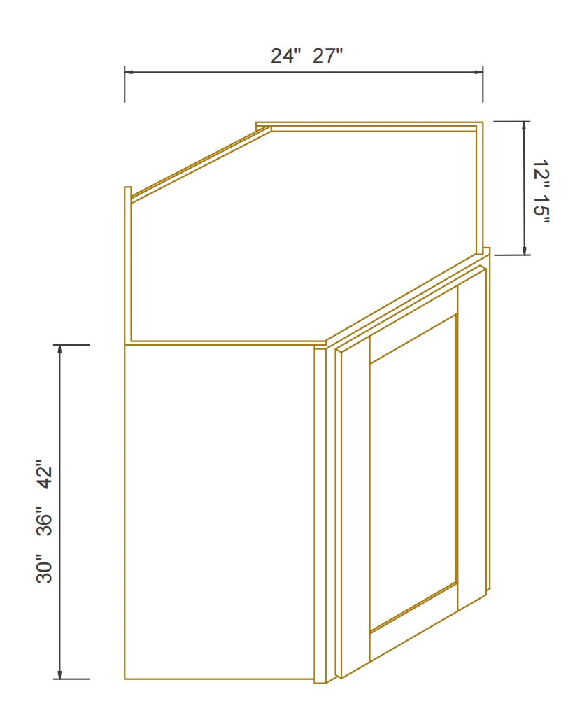 RTA Belmont White Wall Diagonal Corner Kitchen Cabinet for with 1 Door 2 Shelves