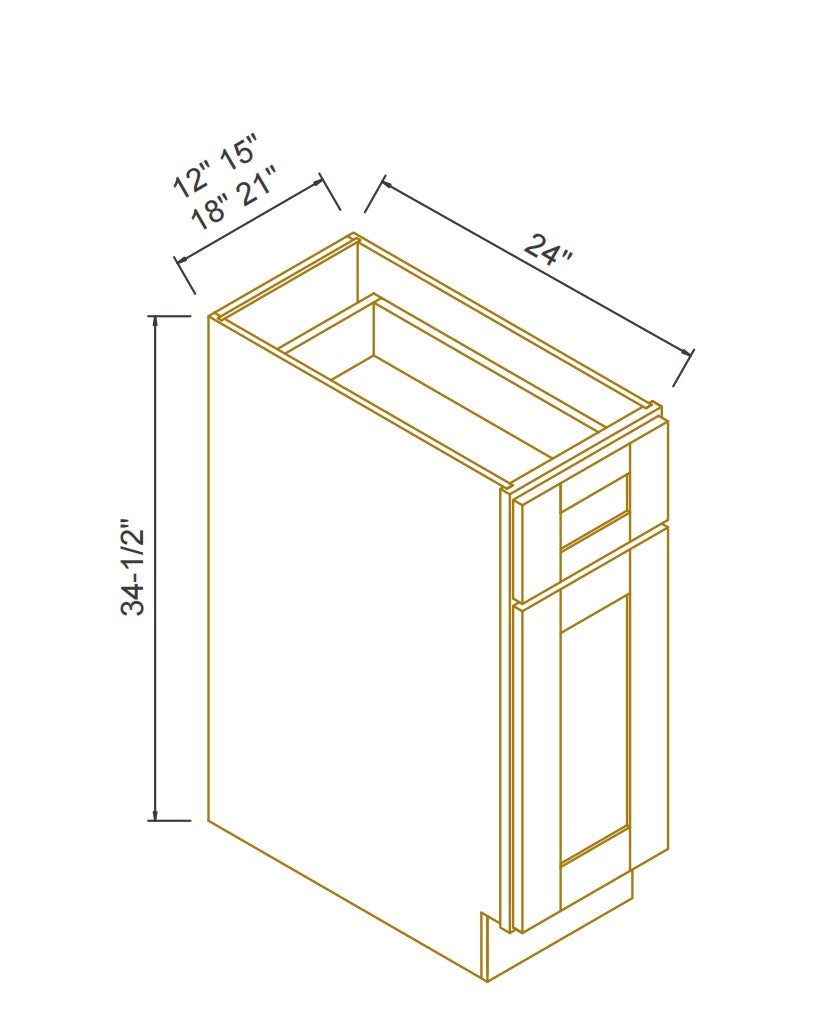RTA Belmont White Kitchen/Living Room Base Cabinet with 1 Door 1 Drawer 1 Shelf
