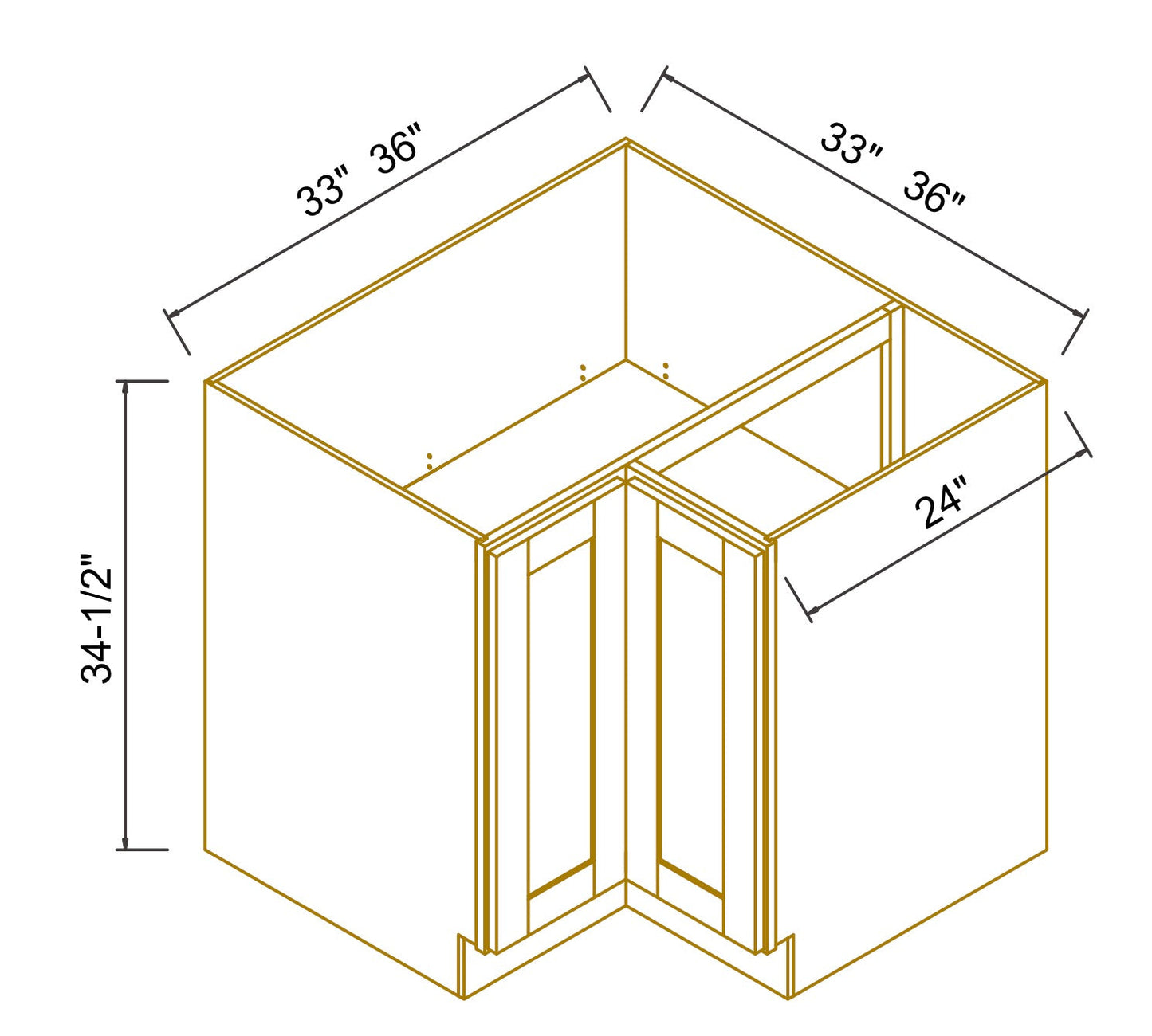 RTA Solid Wood Escada Lazy Susan Base Corner Cabinet for Kitchen Storage