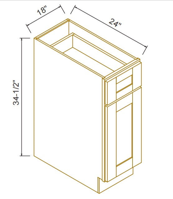 RTA Shaker Solid Wood Waste Basket Base Cabinet Pebble Gray for Kitchen, Bathroom & Laundry Storage