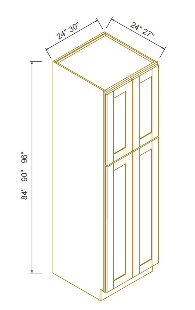 RTA Shaker Pebble Gray Solid Wood Wall Pantry Cabinet for Kitchen Storage