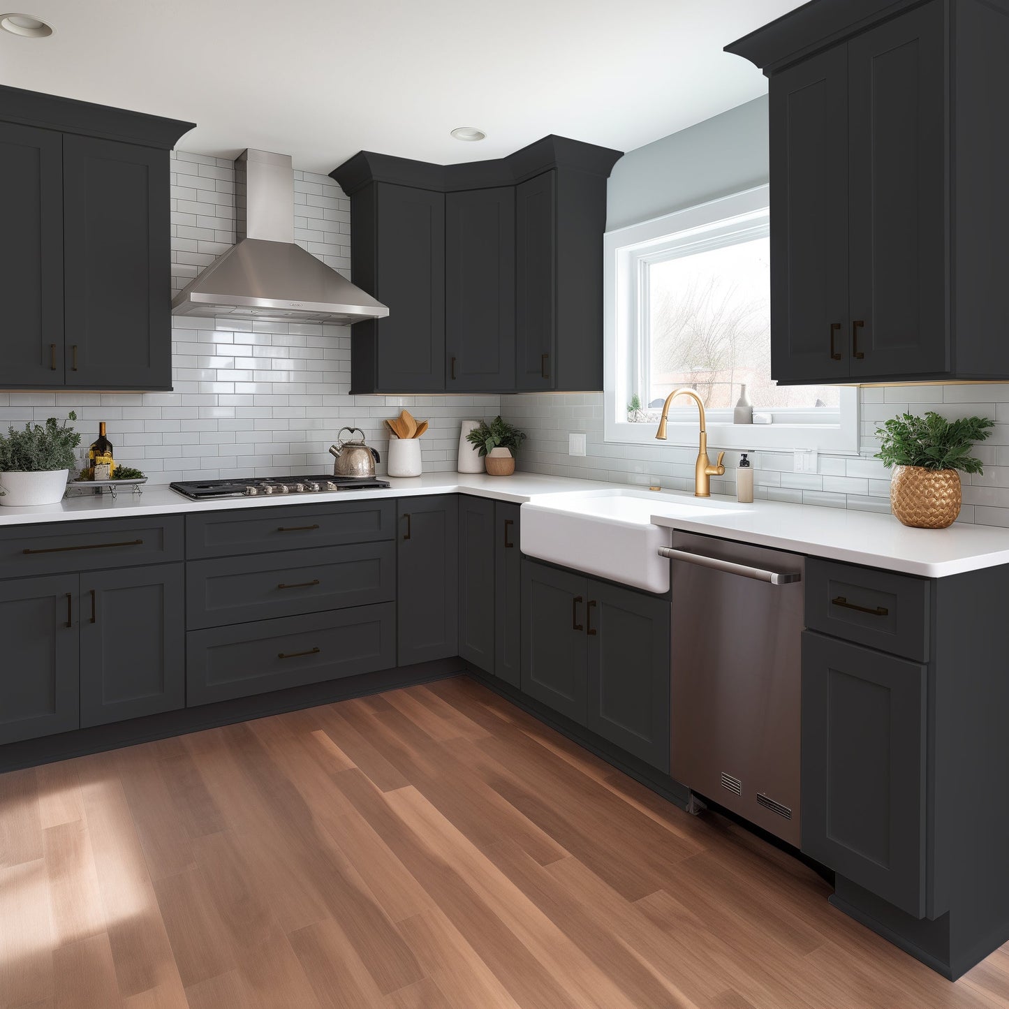 Shaker Charcoal Black Solid Wood RTA Base Cabinet for Kitchen, Bathroom & Laundry Storage, 1 Door 1 Drawer 1 Shelf