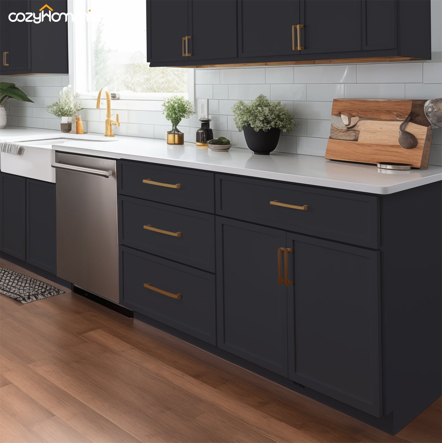 Shaker Charcoal Black-Base End Open Shelf Cabinet, 1 Shelf