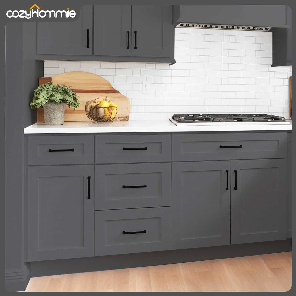 RTA Solid Wood Shaker Three Drawer Base Cabinet Pebble Gray for Kitchen, Bathroom & Laundry storage