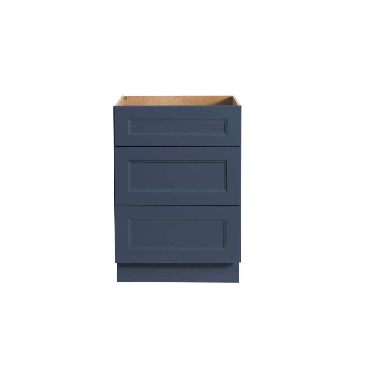 RTA Solid Wood Escada Three Drawer Base Cabinet Midnight Blue for Kitchen, Bathroom & Laundry storage