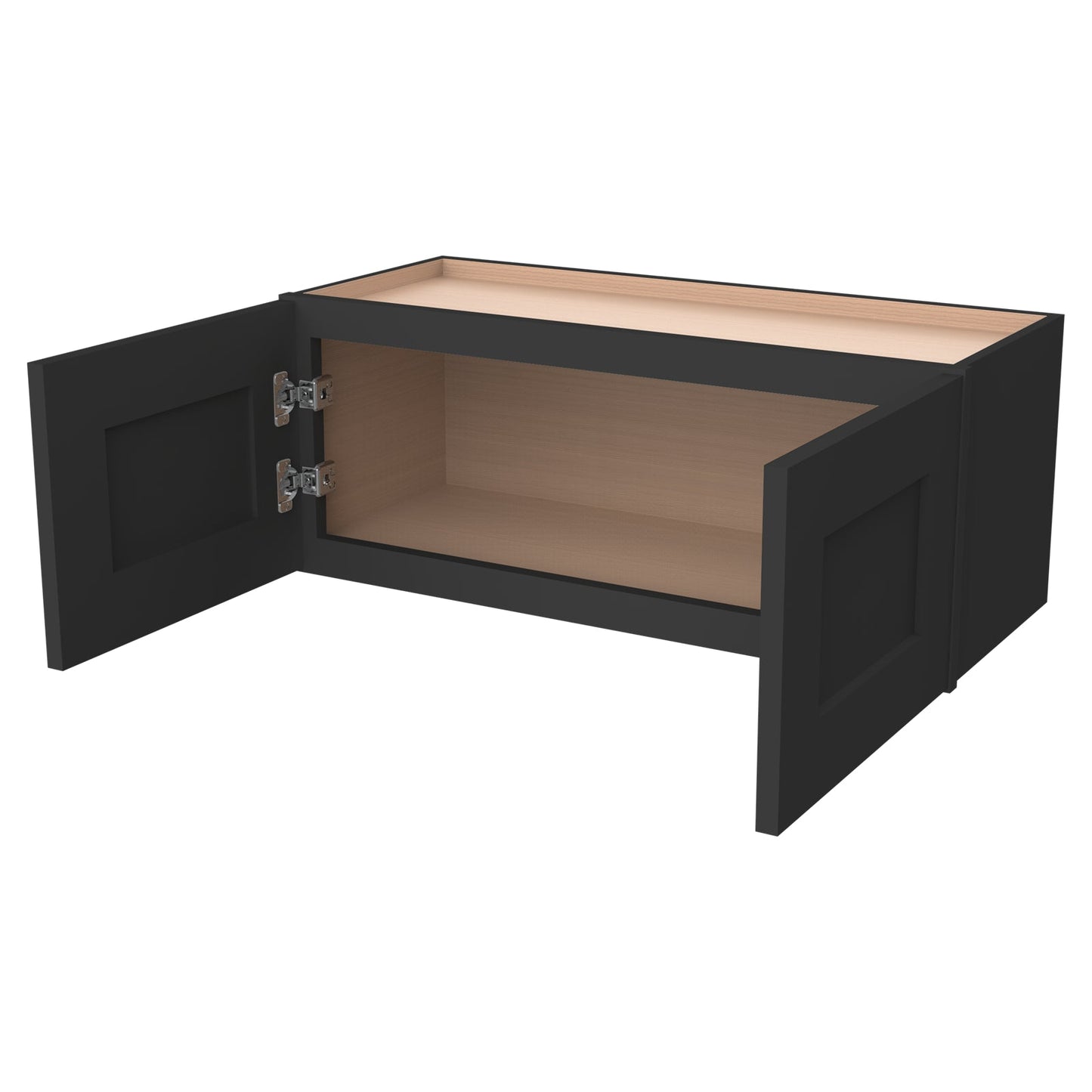 Shaker Charcoal Black Solid Wood RTA Wall Cabinet for Kitchen, Bathroom & Laundry Storage, 2 Doors