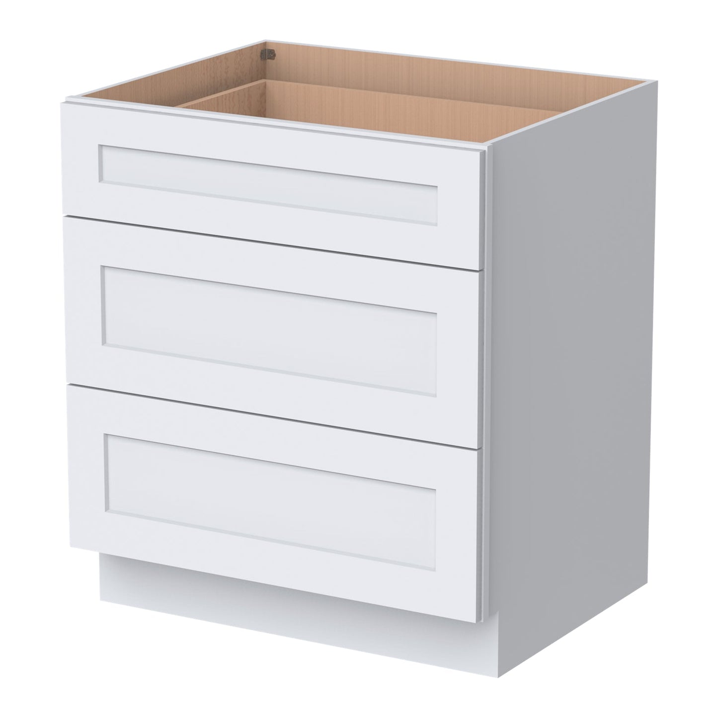 RTA Belmont White Three Drawer Base Cabinet for Kitchen, Bathroom & Laundry storage