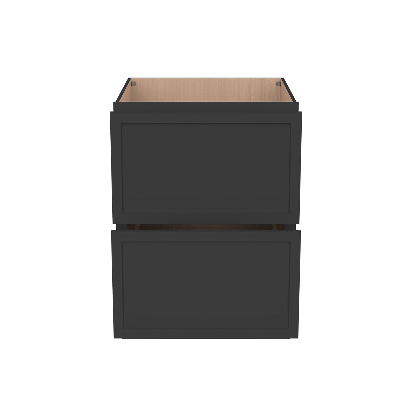RTA Solid Wood Newtown Two Drawer Base Cabinet Charcoal Black for Kitchen, Bathroom & Laundry storage