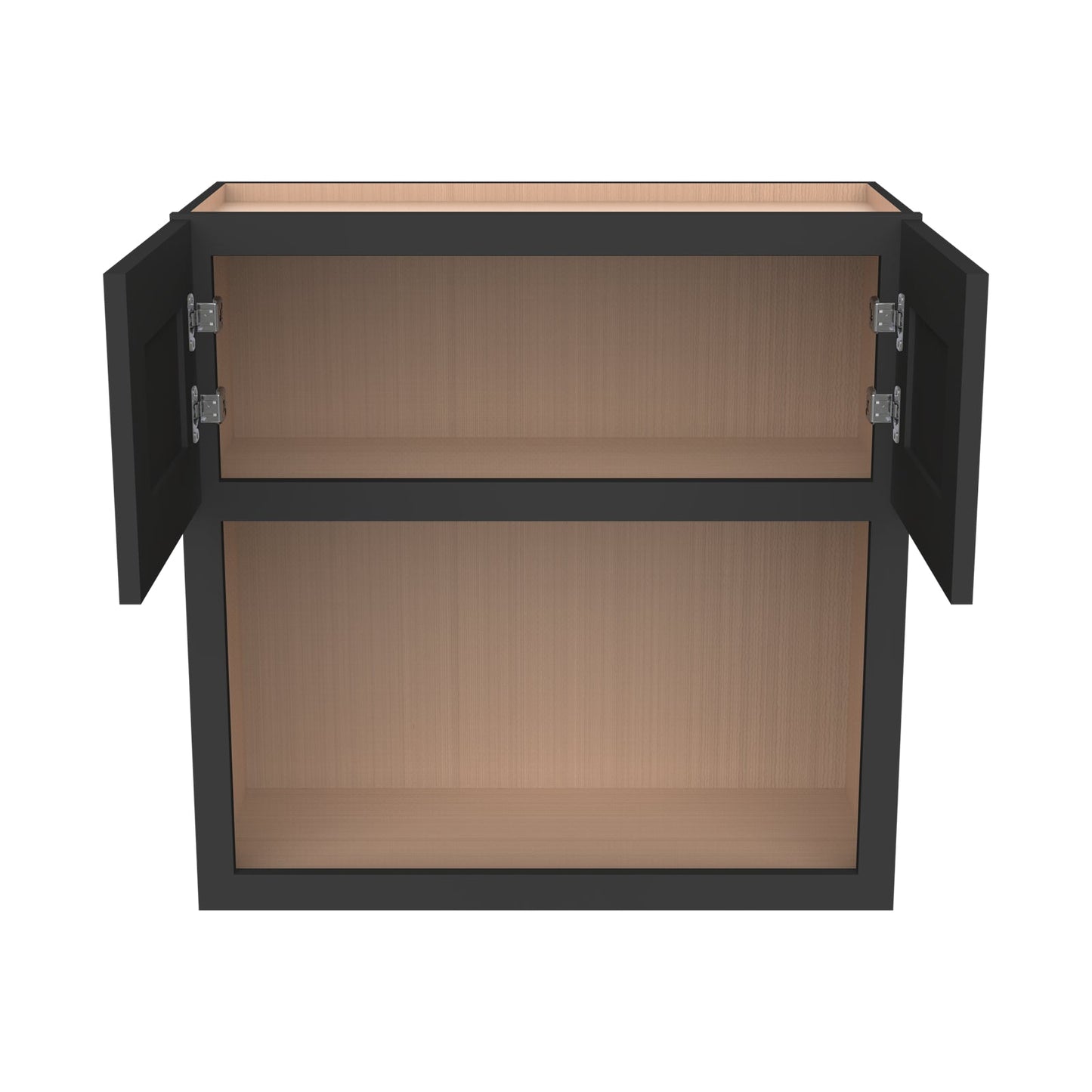 RTA Solid Wood Shaker Wall Cabinet Charcoal Black for Kitchen, Bathroom & Laundry Storage, 2 Doors
