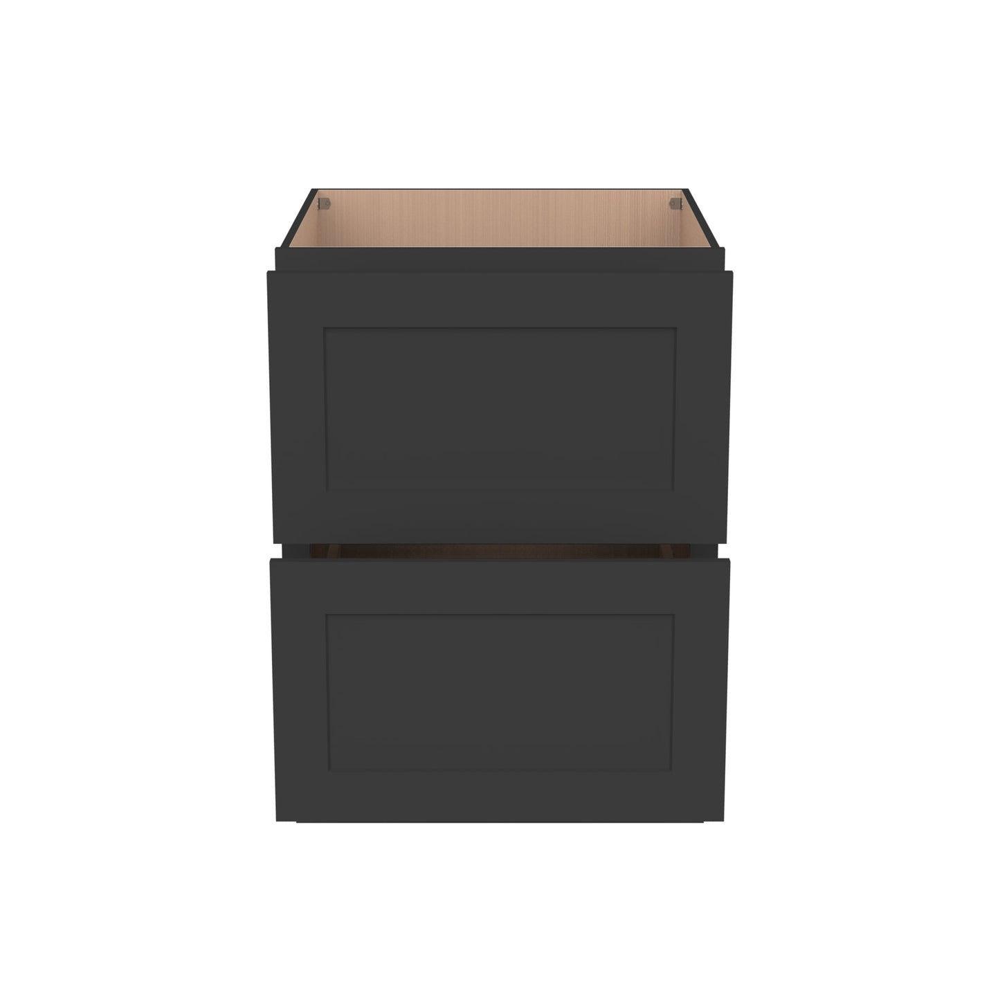RTA Solid Wood Shaker Two Drawer Base Cabinet Charcoal Black for Kitchen, Bathroom & Laundry storage