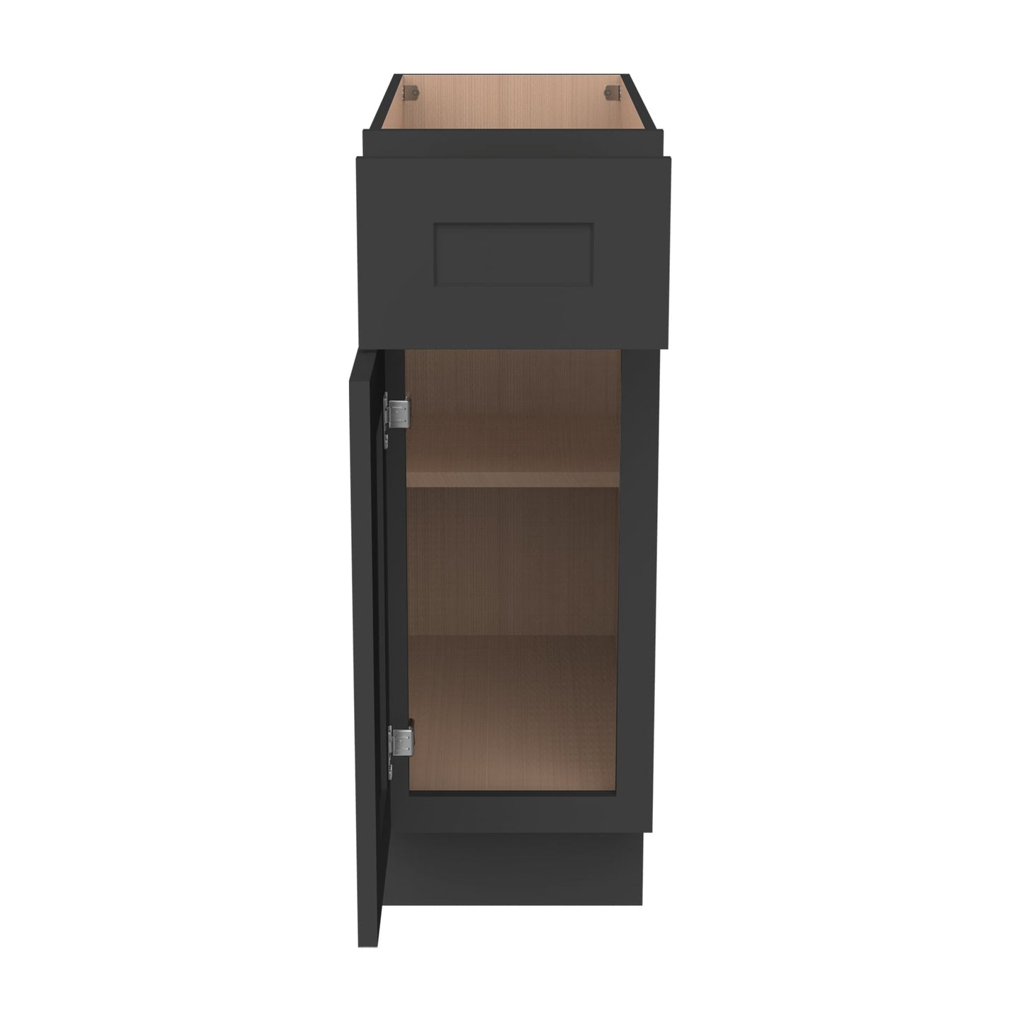 Shaker Charcoal Black Solid Wood RTA Base Cabinet for Kitchen, Bathroom & Laundry Storage, 1 Door 1 Drawer 1 Shelf