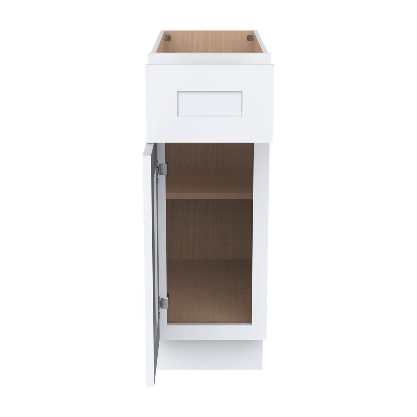 RTA Belmont White Kitchen/Living Room Base Cabinet with 1 Door 1 Drawer 1 Shelf