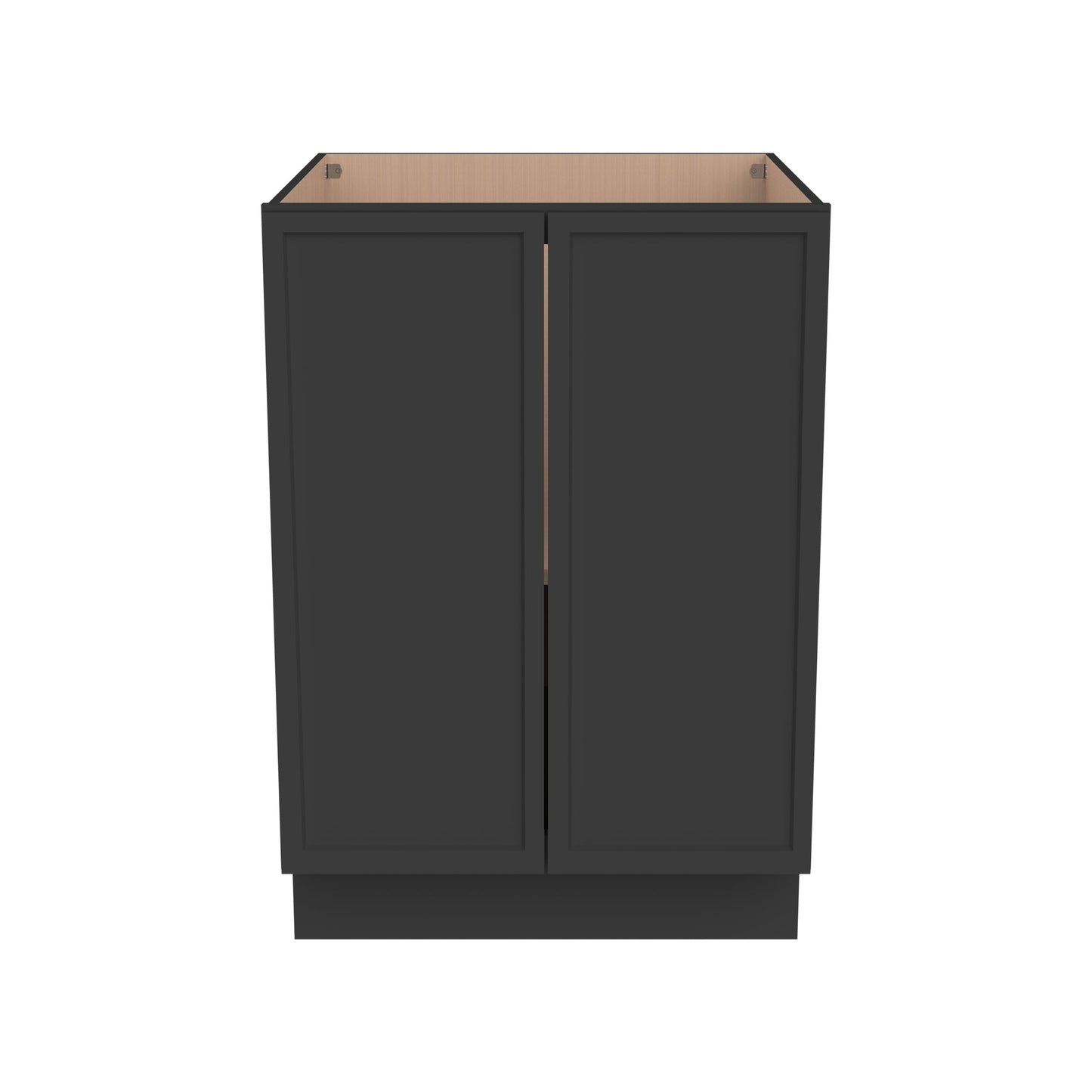 RTA Solid Wood Newtown Full High Door Base Cabinet Origami Charcoal Black for Kitchen, Bathroom & Laundry Room Storage - with 2 Doors 1 Shelf