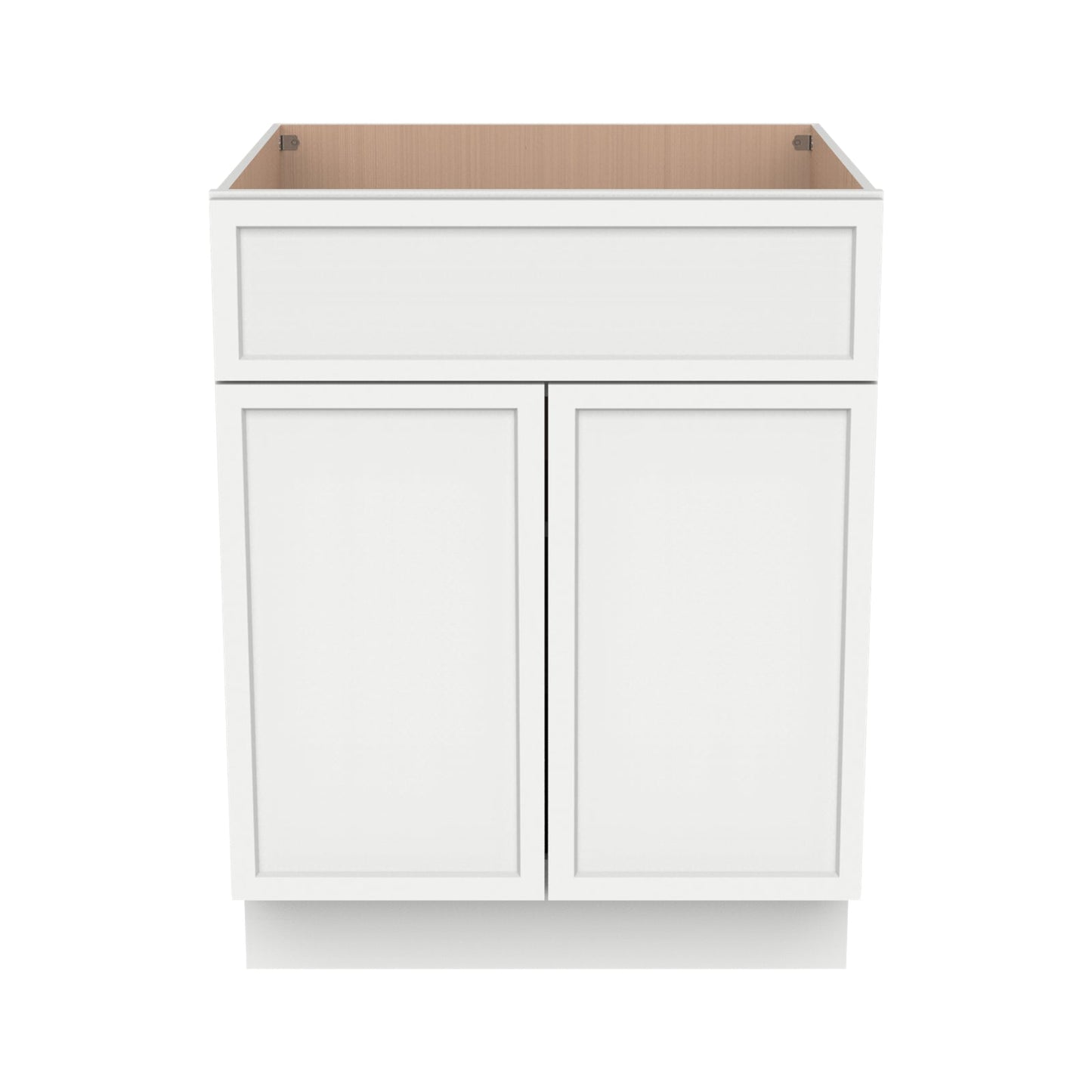 Newtown Solid Wood RTA Vanity Sink Base Cabinet Origami White for Bathroom Storage, 2 Doors 1 False Drawer Front