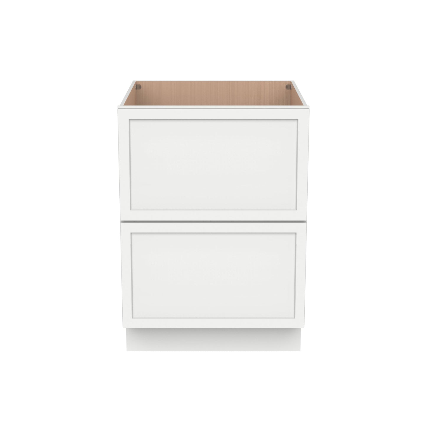 RTA Solid Wood Newtown Two Drawer Base Cabinet Origami White for Kitchen, Bathroom & Laundry storage