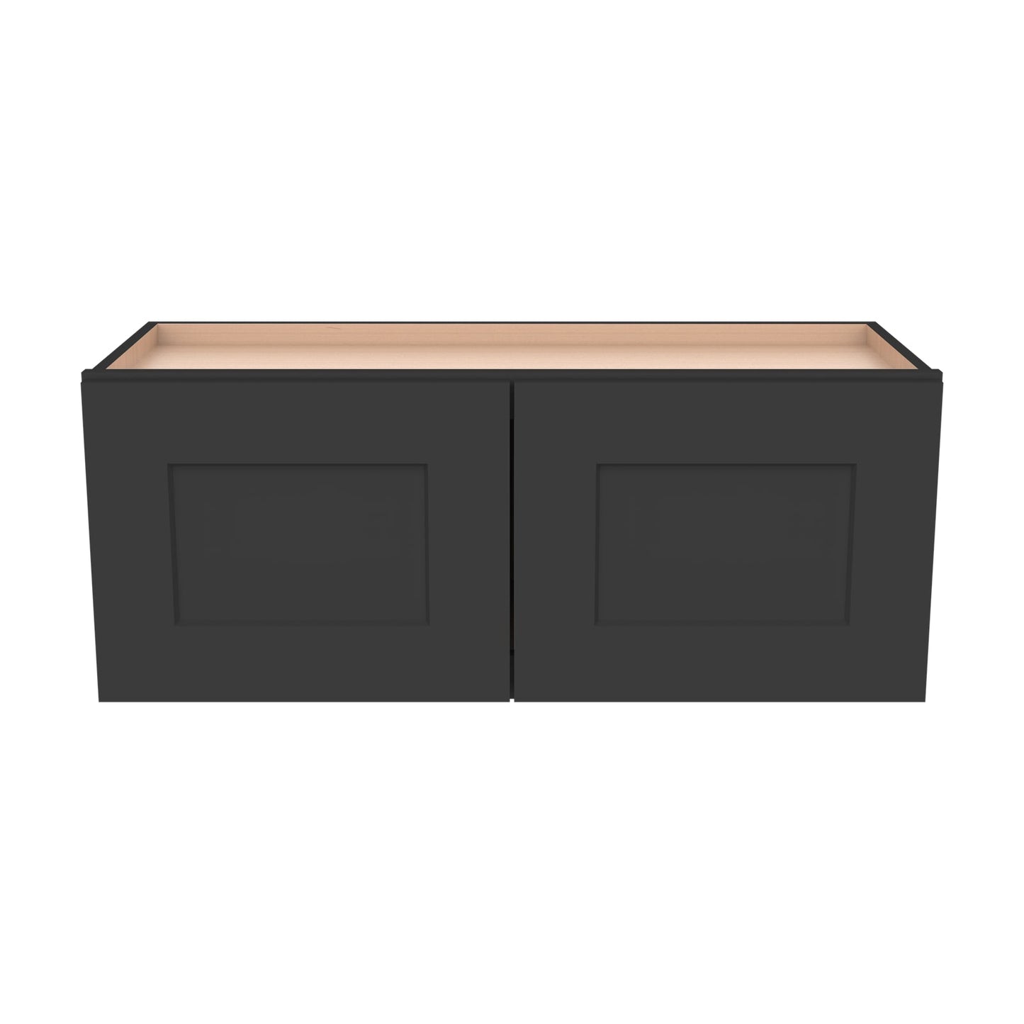 Shaker Charcoal Black Solid Wood RTA Wall Cabinet for Kitchen, Bathroom & Laundry Storage, 2 Doors