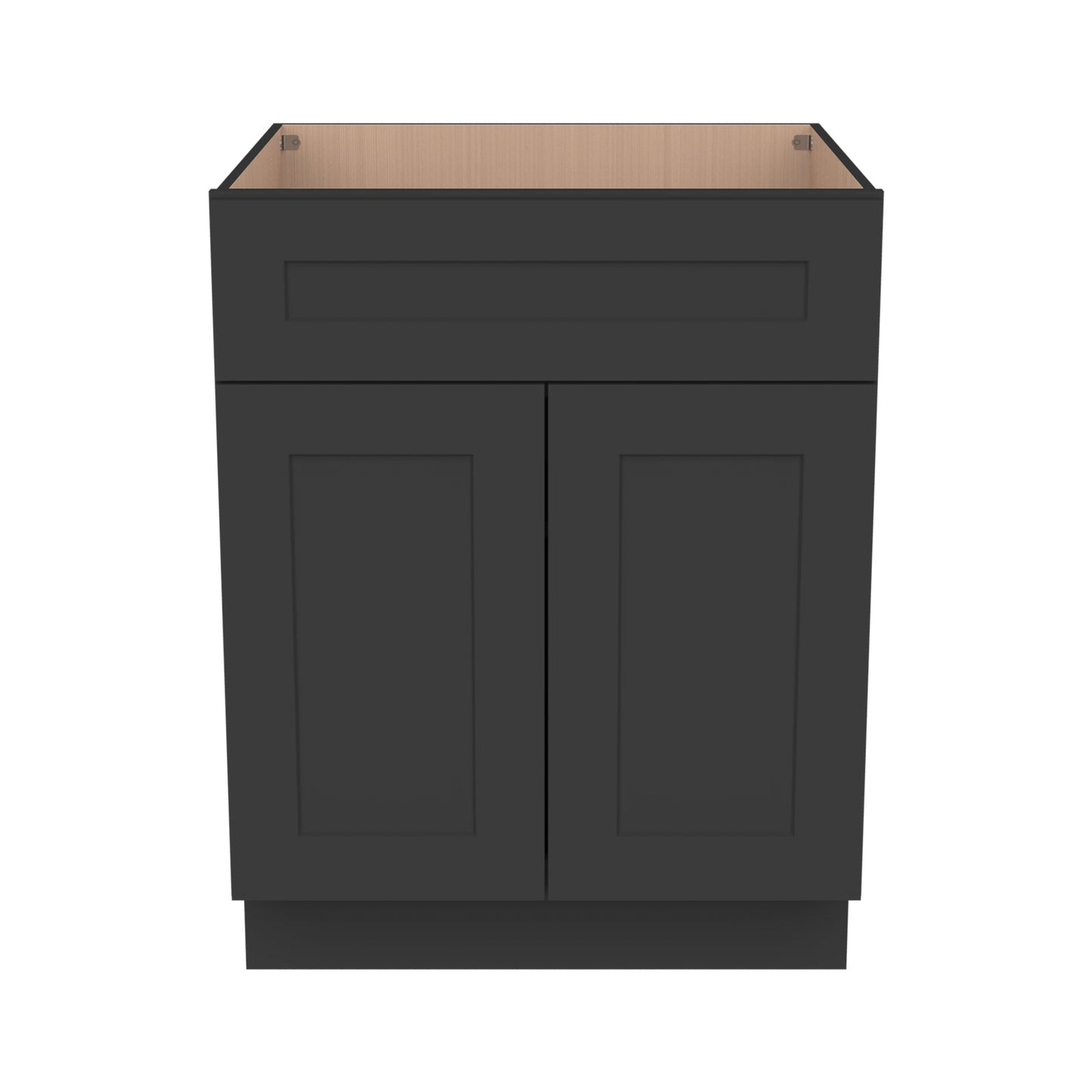 Shaker Solid Wood RTA Vanity Sink Base Cabinet Charcoal Black for Bathroom Storage, 2 Doors 1 False Drawer Front