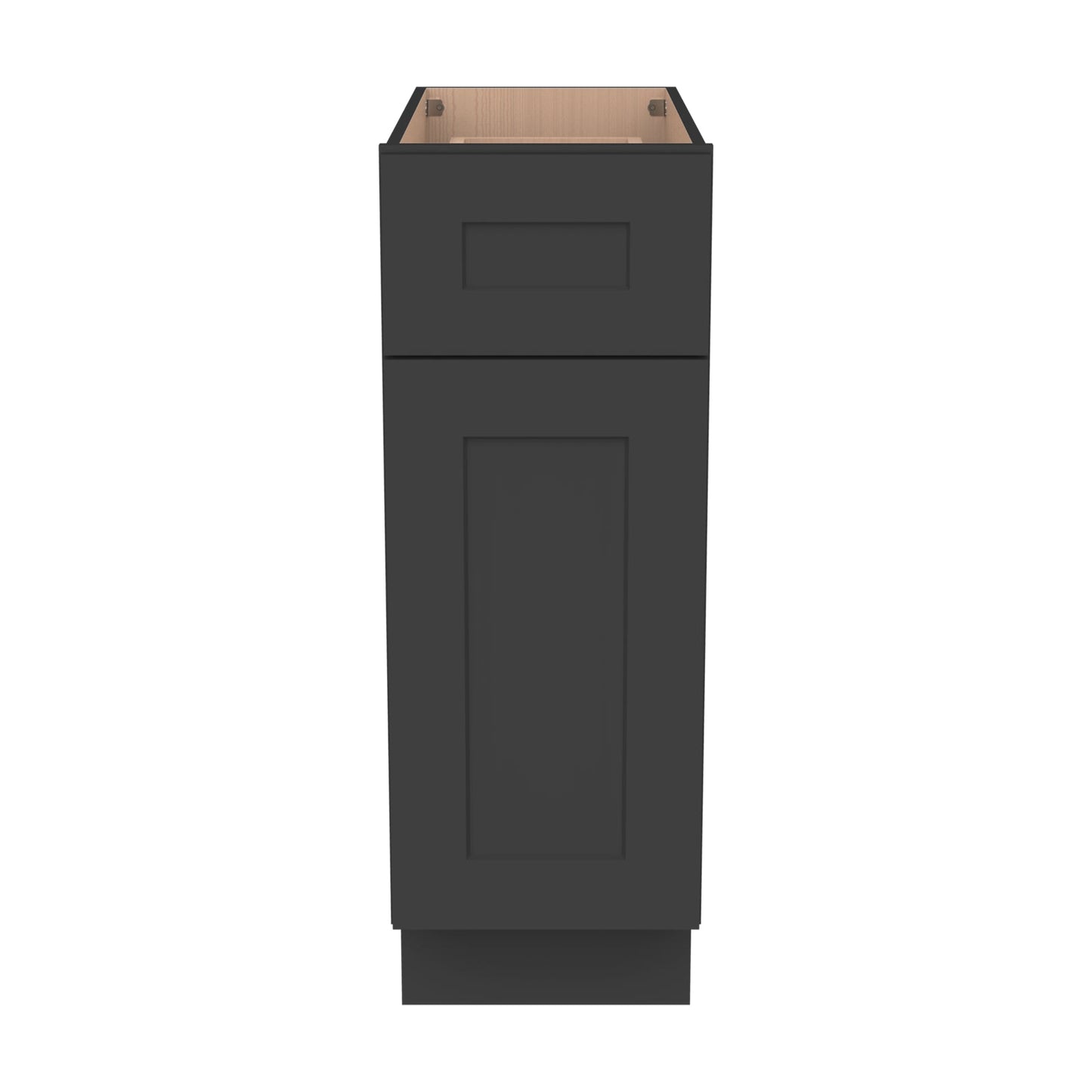 Shaker Charcoal Black Solid Wood RTA Base Cabinet for Kitchen, Bathroom & Laundry Storage, 1 Door 1 Drawer 1 Shelf