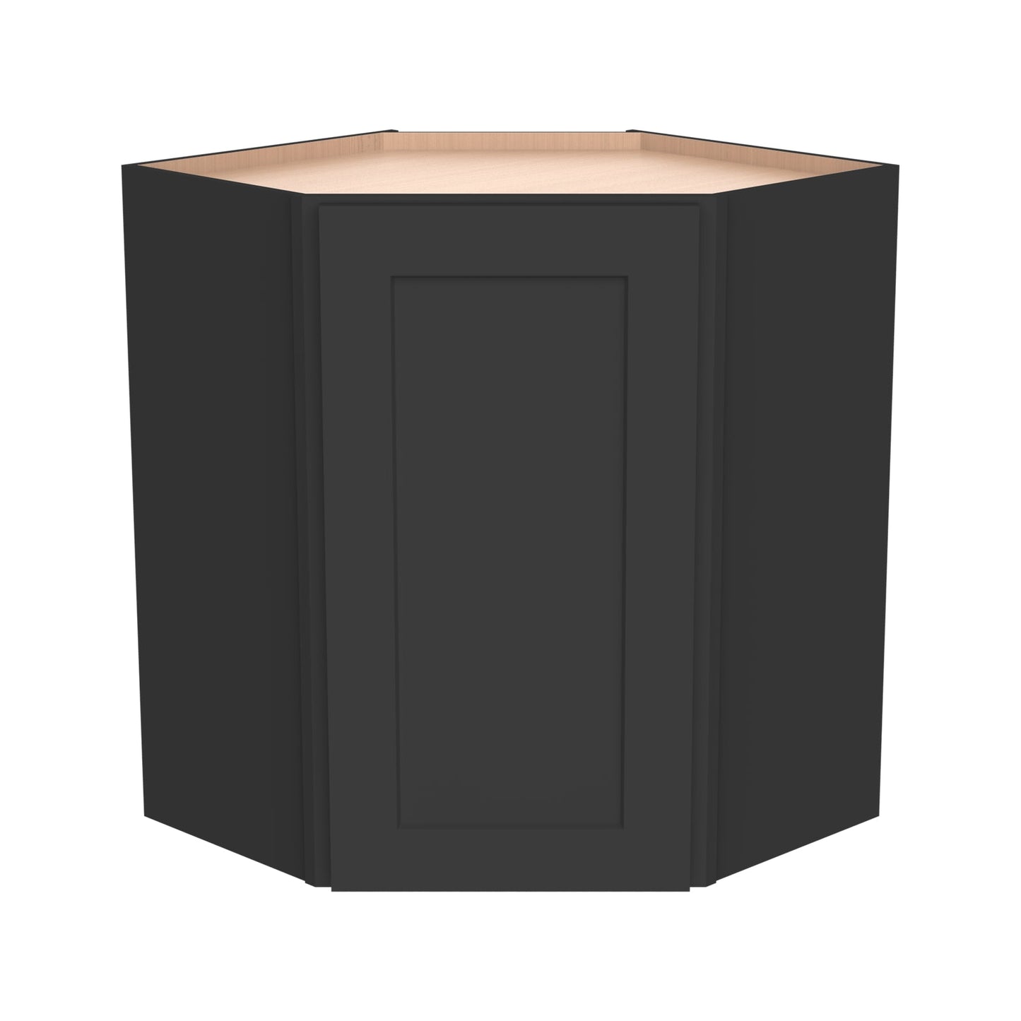 RTA Solid Wood Shaker Wall Diagonal Corner Cabinet Charcoal Black for Kitchen, Bathroom & Laundry Storage, 1 Door 2 Shelves