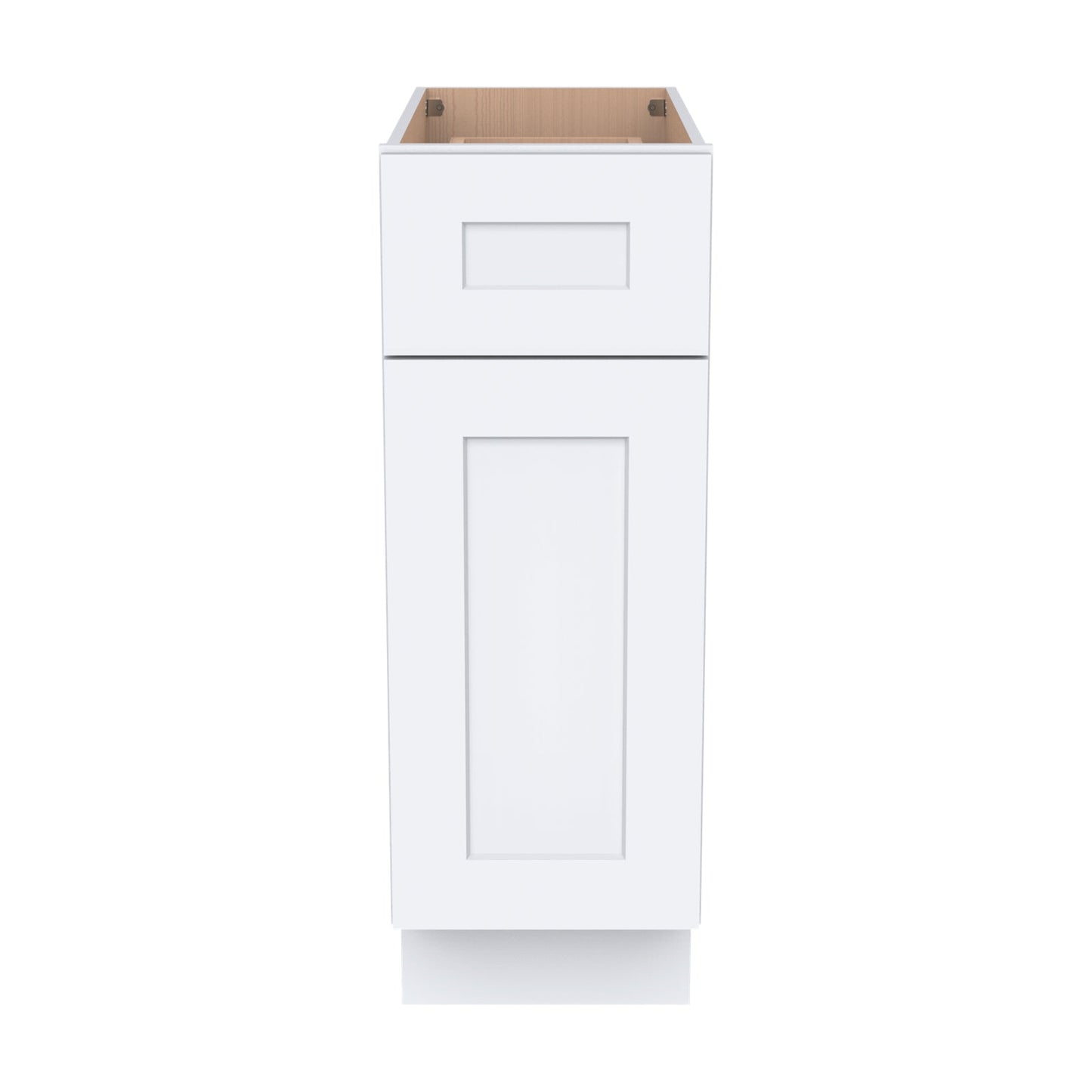 RTA Belmont White Kitchen/Living Room Base Cabinet with 1 Door 1 Drawer 1 Shelf