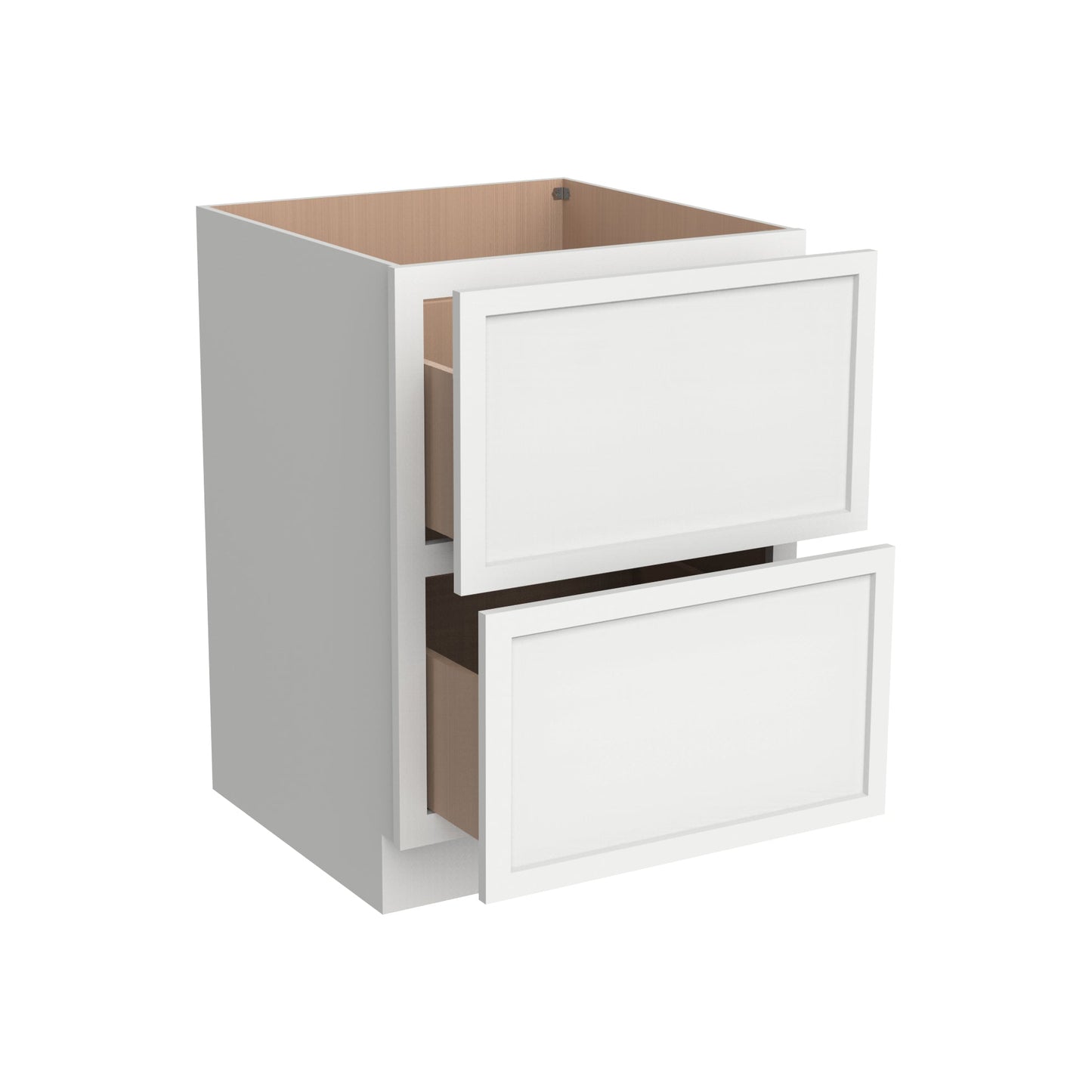 RTA Solid Wood Newtown Two Drawer Base Cabinet Origami White for Kitchen, Bathroom & Laundry storage