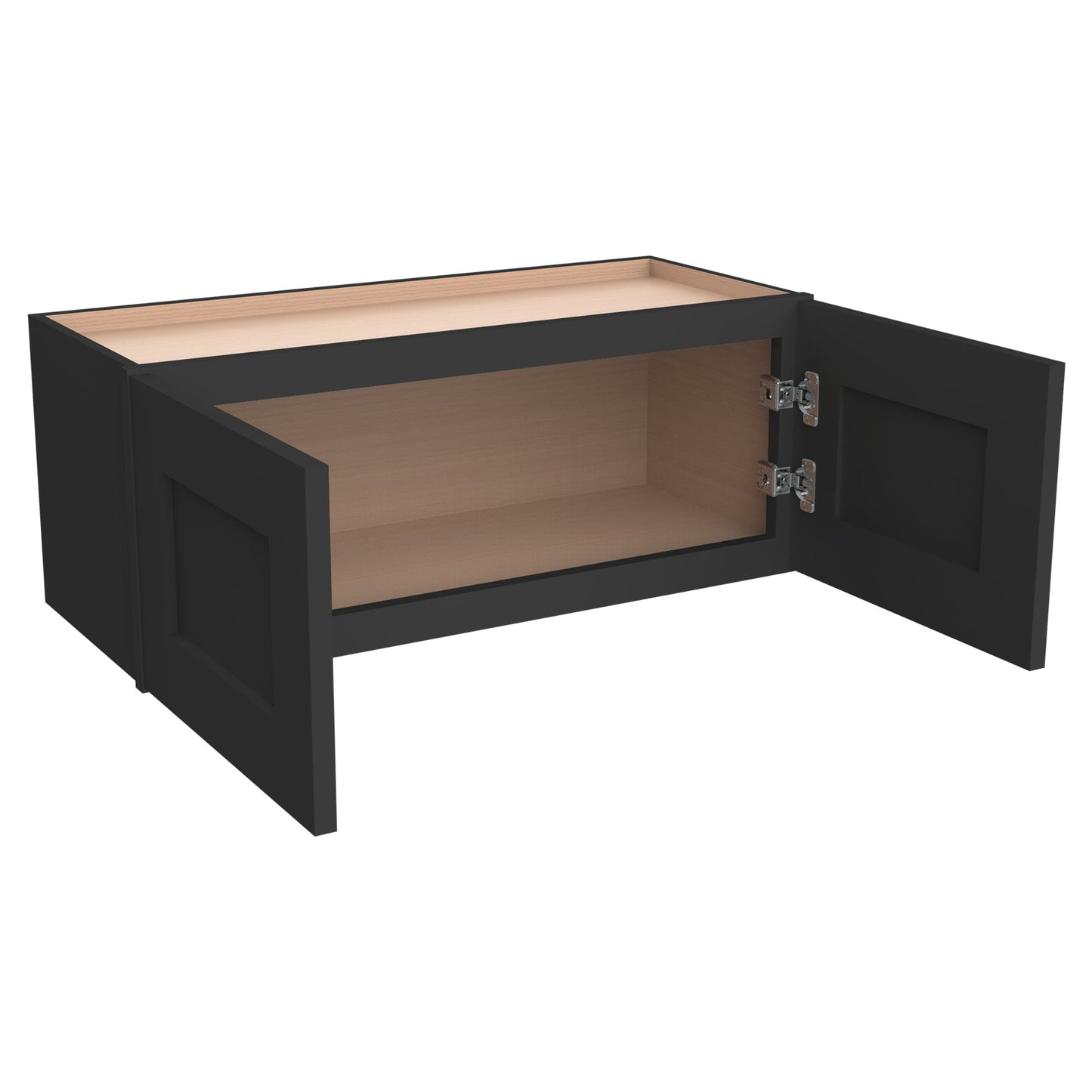 Shaker Charcoal Black Solid Wood RTA Wall Cabinet for Kitchen, Bathroom & Laundry Storage, 2 Doors