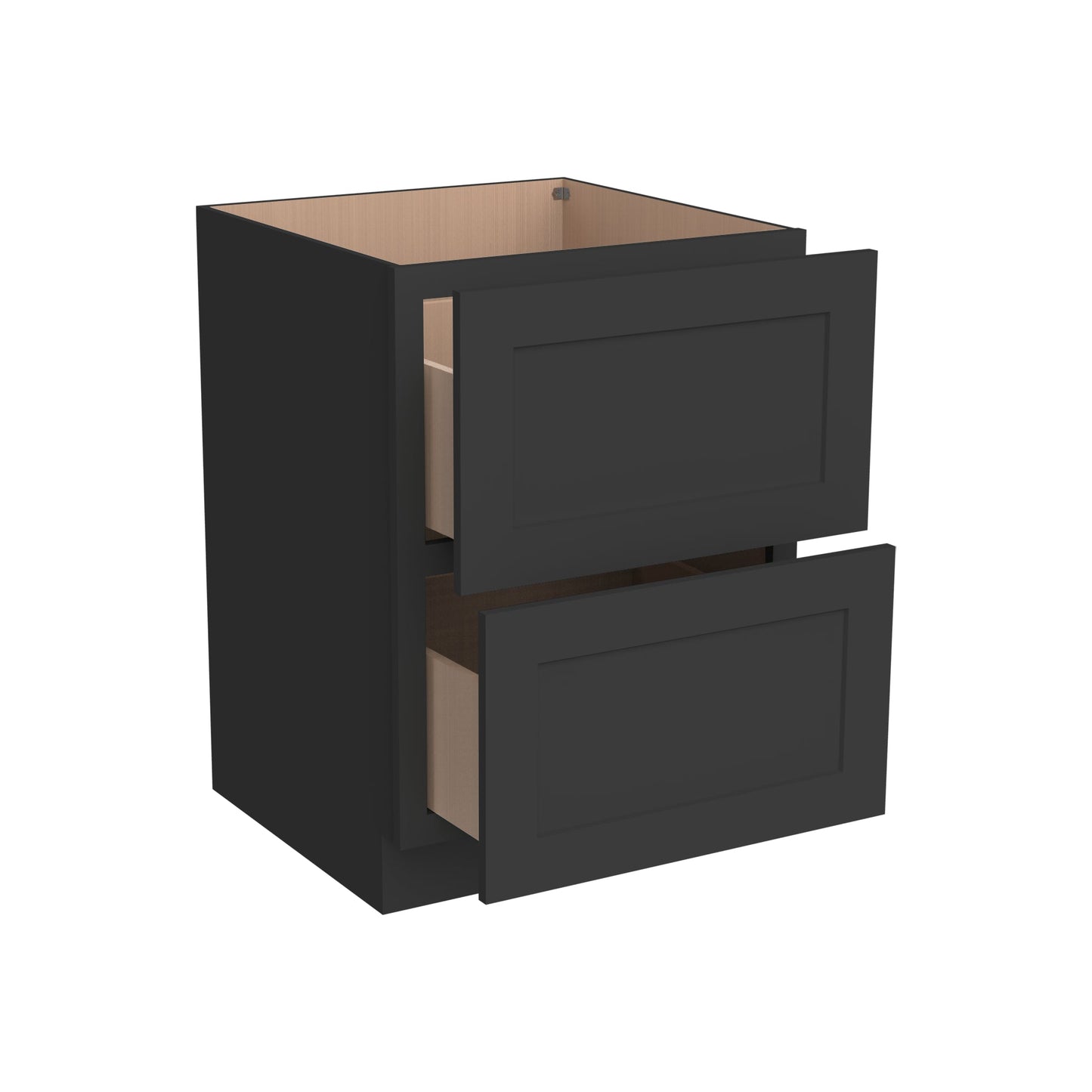 RTA Solid Wood Shaker Two Drawer Base Cabinet Charcoal Black for Kitchen, Bathroom & Laundry storage