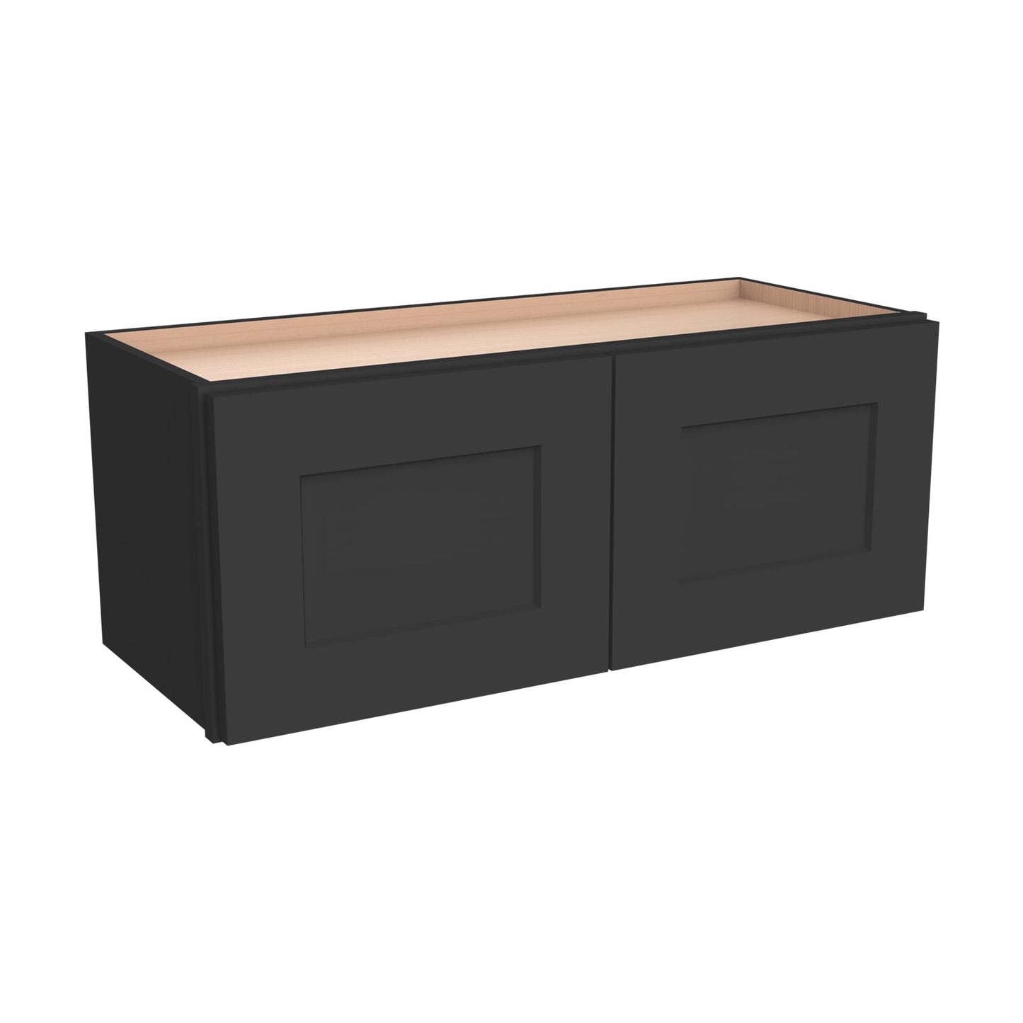 Shaker Charcoal Black Solid Wood RTA Wall Cabinet for Kitchen, Bathroom & Laundry Storage, 2 Doors
