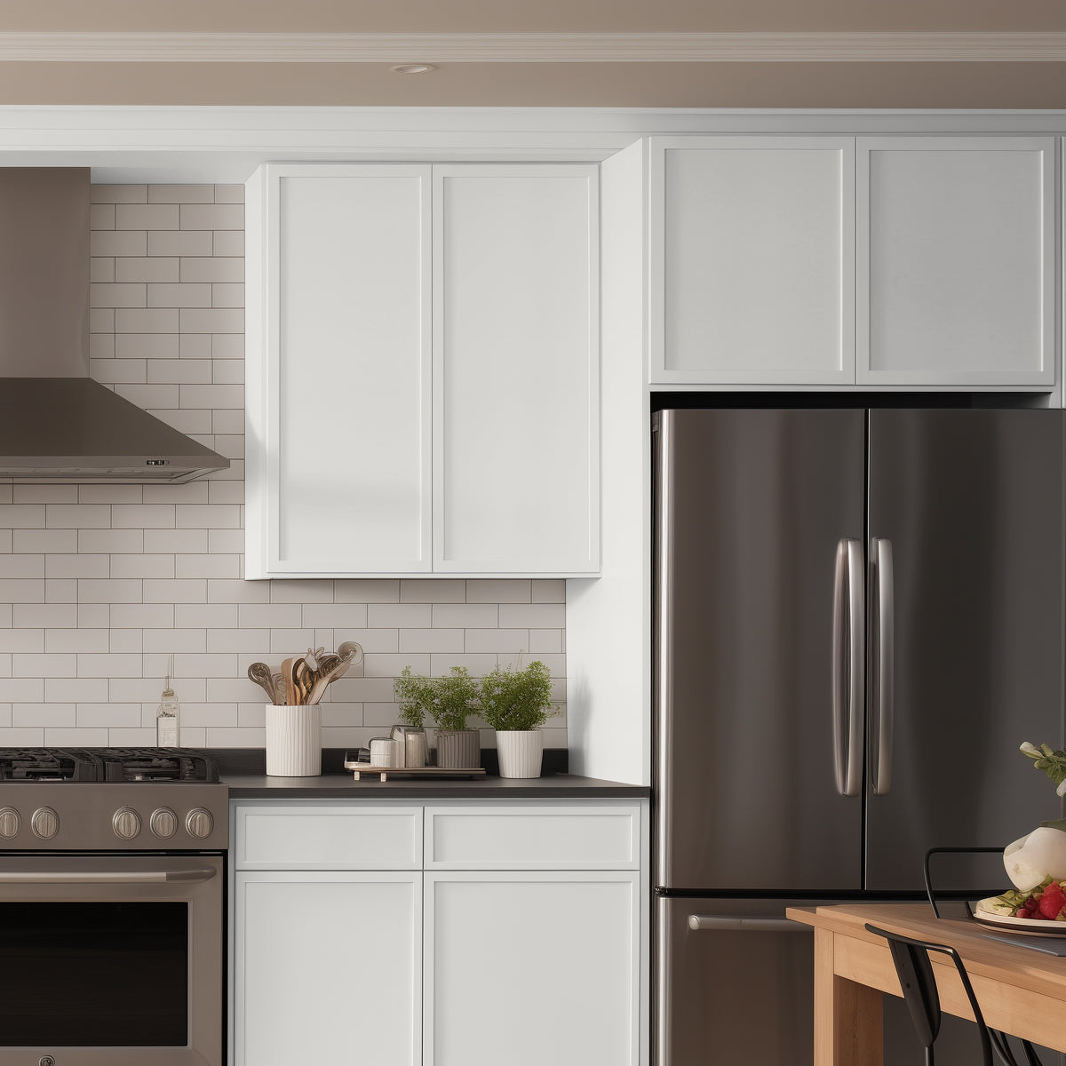 RTA Newtown Solid Wood Double Door Wall Cabinets Origami White for Kitchen Bathroom and Laundry Storage