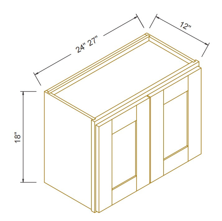 RTA Solid Wood Shaker Double Door Wall Cabinets  Pebble Gray for Kitchen Bathroom and Laundry Storage