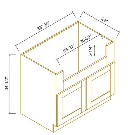 RTA Shaker Solid wood Pebble Gray Farm Sink Base Cabinet (2 Butt Door)