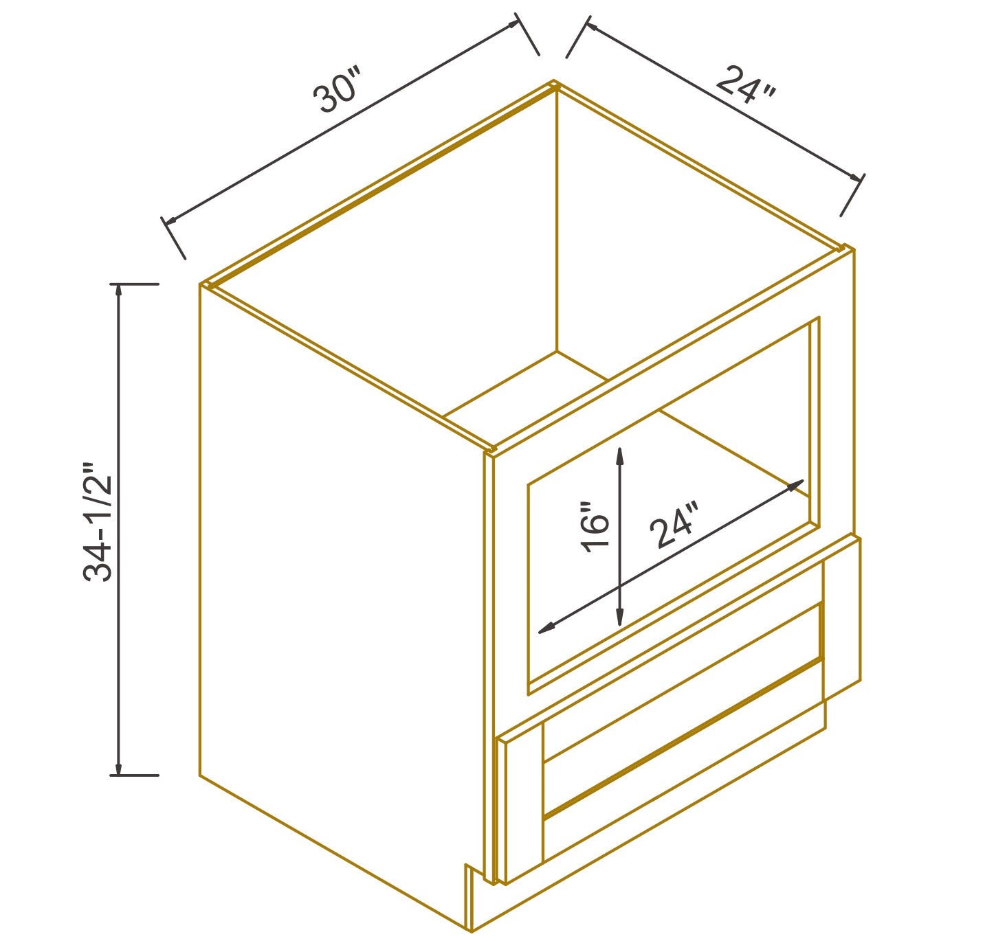RTA Solid Wood Escada Dove Microwave Base Cabinet with 1 Drawer