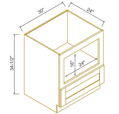 RTA Solid Wood Escada Dove Microwave Base Cabinet with 1 Drawer