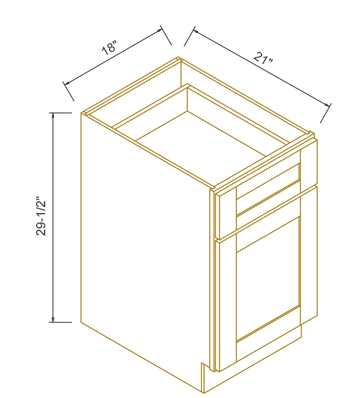 RTA Solid Wood Shaker Drawer Base Cabinet Pebble Gray for Kitchen, Bathroom & Laundry storage