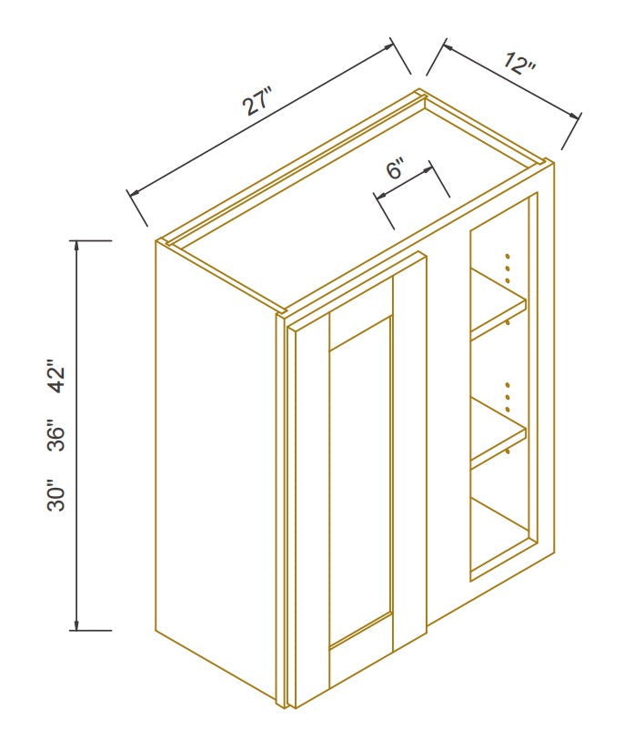 RTA Solid Wood Shaker Wall Blind Corner Cabinets Charcoal Black for Kitchen Bathroom and Laundry Storage