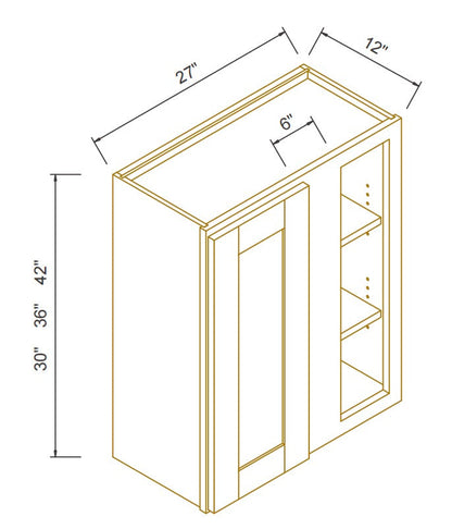 RTA Solid Wood Shaker Wall Blind Corner Cabinets Charcoal Black for Kitchen Bathroom and Laundry Storage