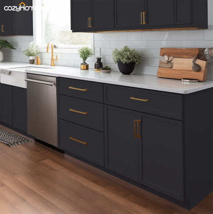 RTA Solid Wood Shaker Three Drawer Base Cabinet Charcoal Black for Kitchen, Bathroom & Laundry storage