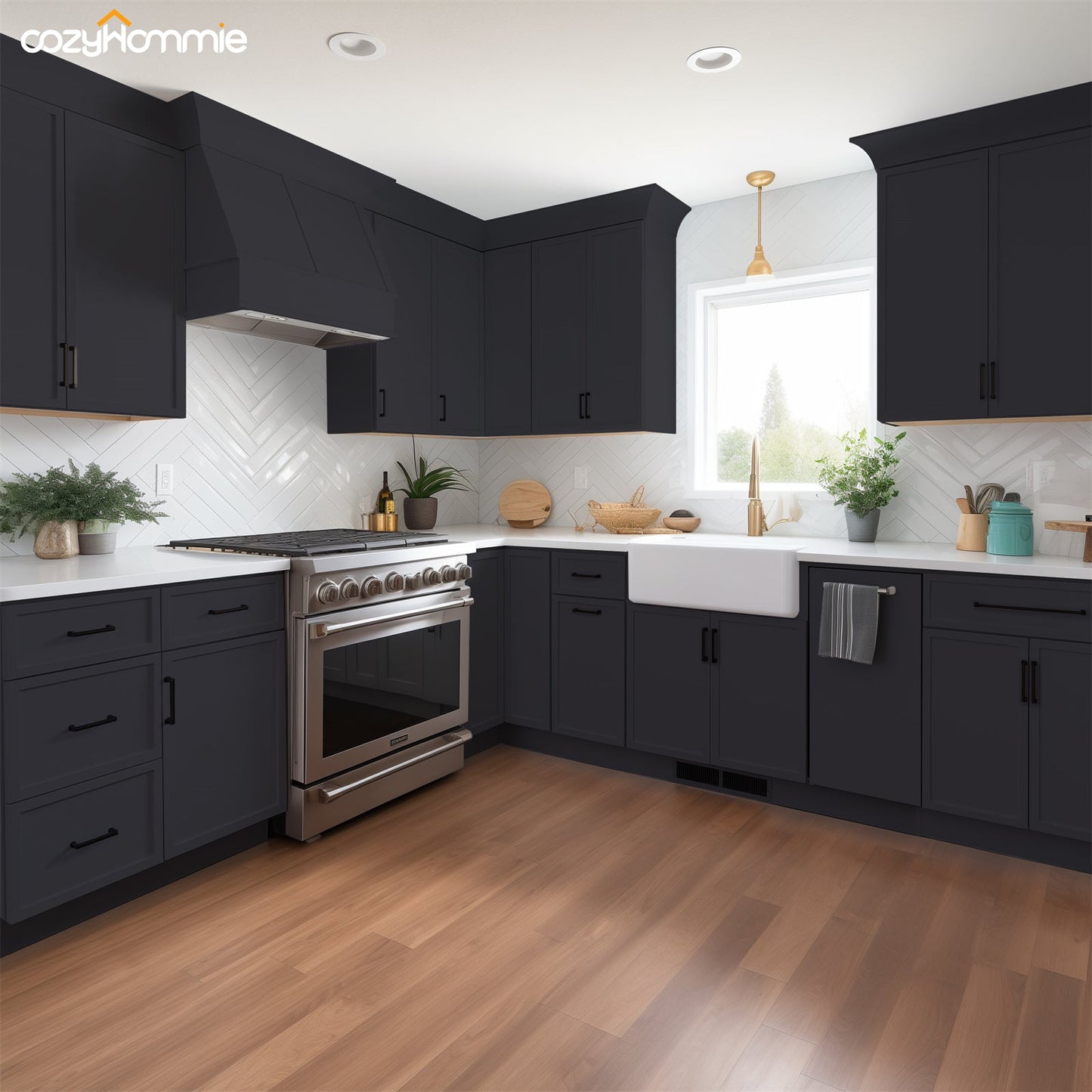 RTA Solid Wood Shaker Three Drawer Base Cabinet Charcoal Black for Kitchen, Bathroom & Laundry storage