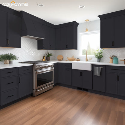 RTA Solid Wood Shaker Three Drawer Base Cabinet Charcoal Black for Kitchen, Bathroom & Laundry storage