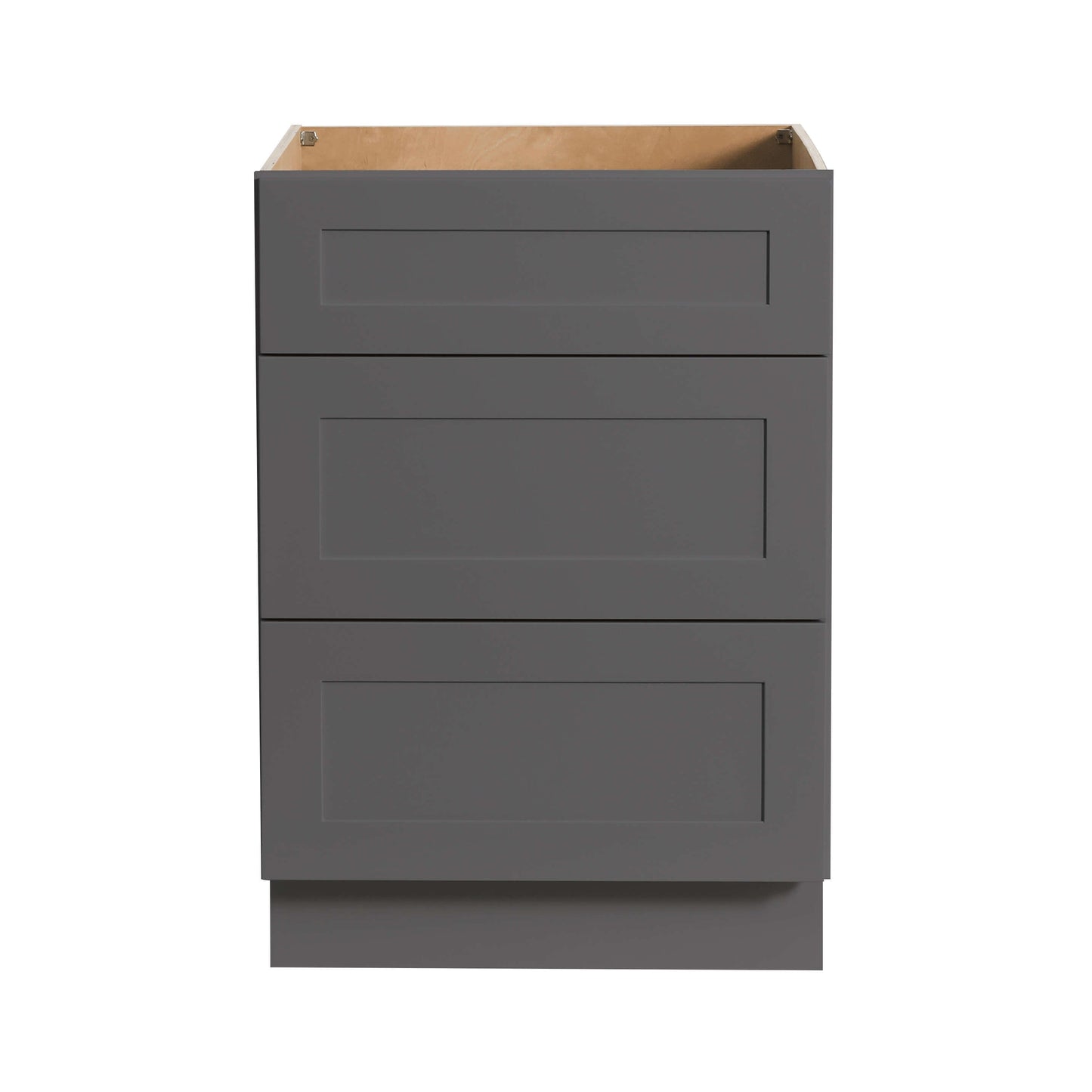 RTA Solid Wood Shaker Three Drawer Base Cabinet Pebble Gray for Kitchen, Bathroom & Laundry storage