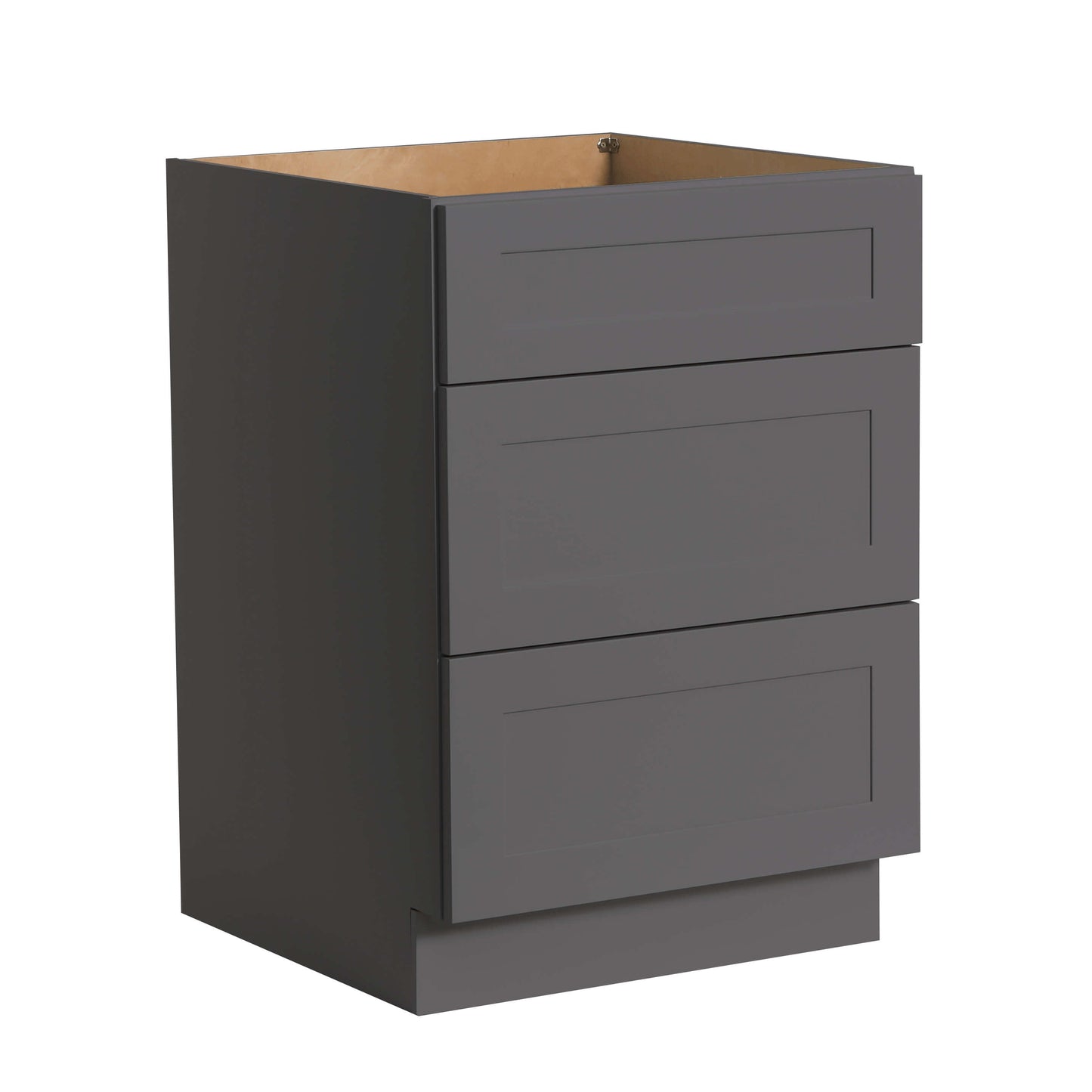 RTA Solid Wood Shaker Three Drawer Base Cabinet Pebble Gray for Kitchen, Bathroom & Laundry storage