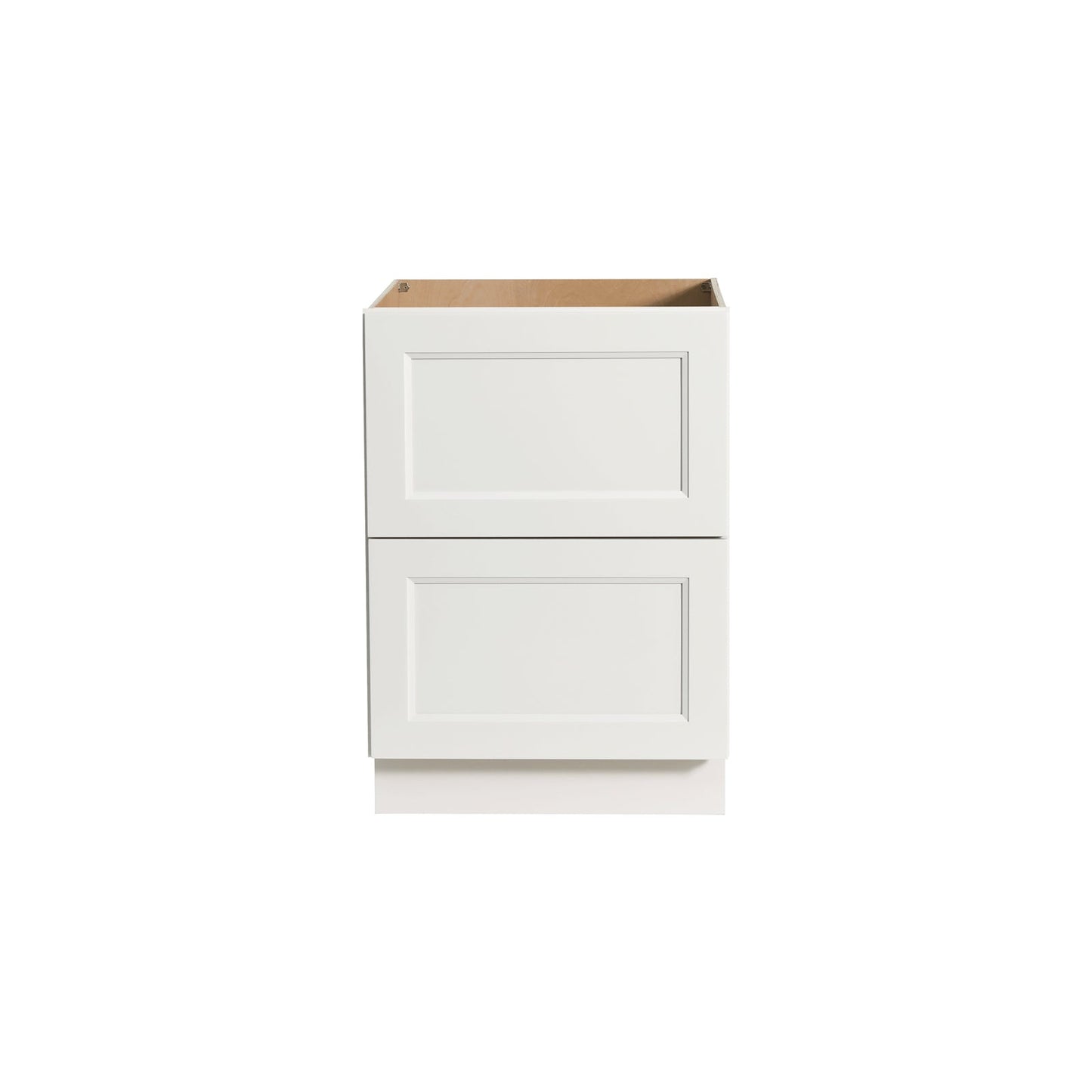 RTA Solid Wood Escada Two Drawer Base Cabinet Dove for Kitchen, Bathroom & Laundry storage