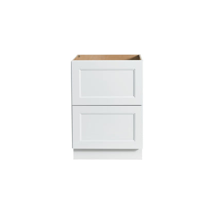 RTA Solid Wood Escada Two Drawer Base Cabinet White for Kitchen, Bathroom & Laundry storage