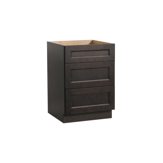 RTA Solid Wood Escada Three Drawer Base Cabinet Vintage Wood for Kitchen, Bathroom & Laundry storage