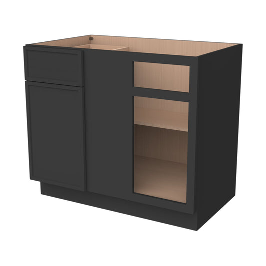 RTA Solid Wood Newtown Base Blind Corner Cabinet Charcoal Black for Kitchen, Bathroom & Laundry Room storage,1 Door 1 Drawer 1 Shelf (REQUEST 42" SPACE)