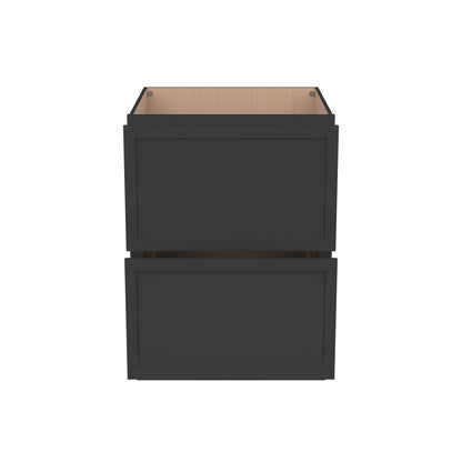 RTA Solid Wood Newtown Two Drawer Base Cabinet Charcoal Black for Kitchen, Bathroom & Laundry storage